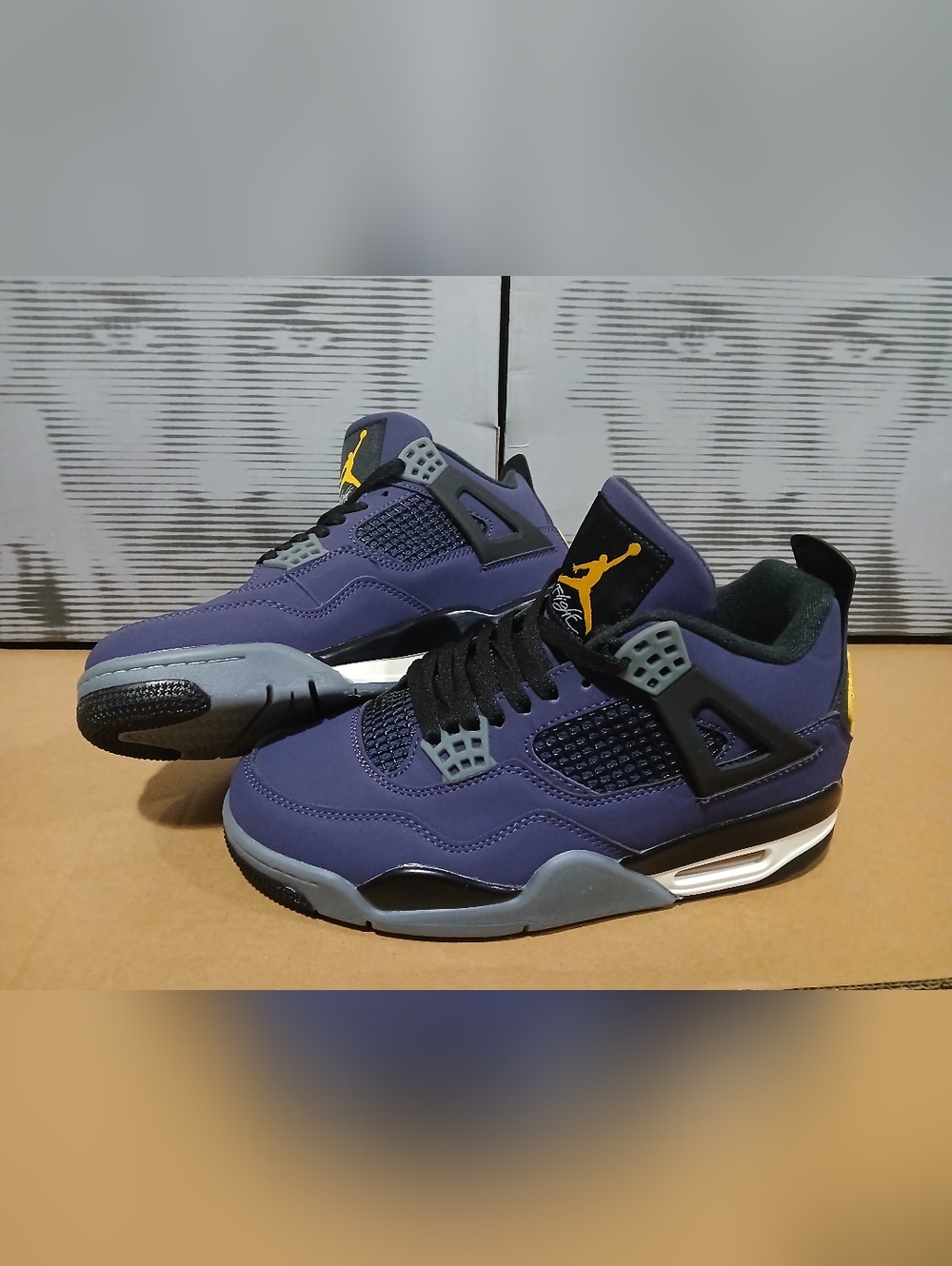 Retro 4 Purple with Gray and Yellow Accents